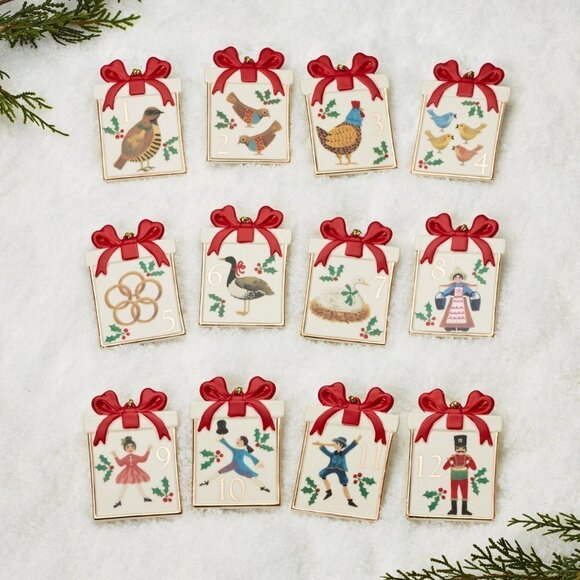 Lenox Porcelain Hand‎ Painted 24k Gold Detail 12-Piece Ornament Set - Picture 4 of 4